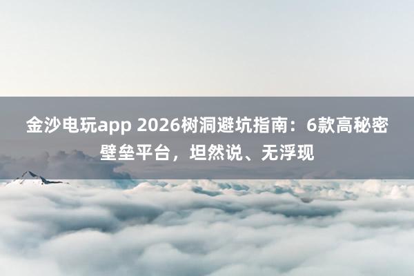 金沙电玩app 2026树洞避坑指南：6款高秘密壁垒平台，坦然说、无浮现