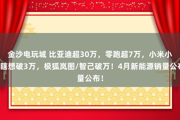 金沙电玩城 比亚迪超30万，零跑超7万，小米小鹏瞎想破3万，极狐岚图/智己破万！4月新能源销量公布！