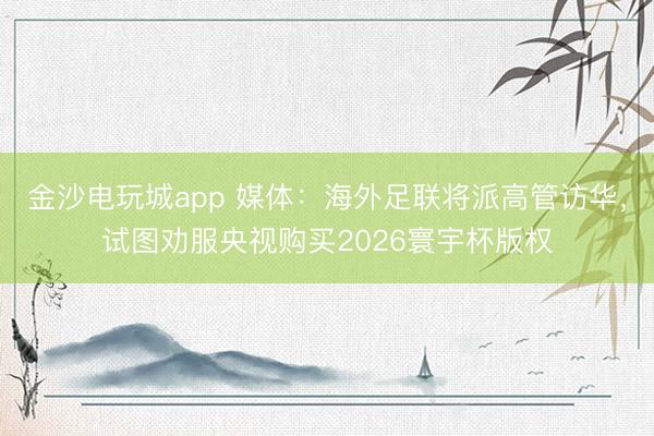 金沙电玩城app 媒体：海外足联将派高管访华，试图劝服央视购买2026寰宇杯版权